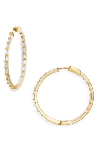 Nordstrom Baguette Hoop Earrings In Clear- Gold