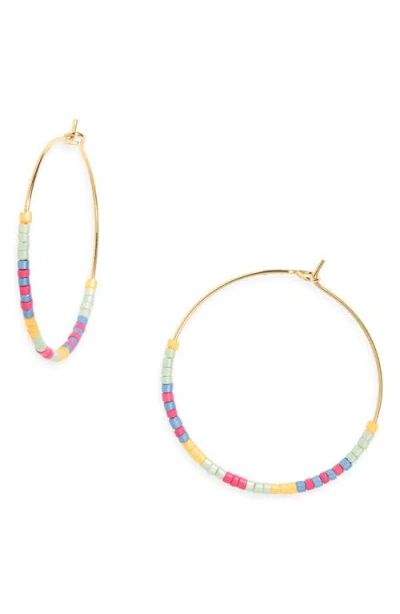 Nordstrom Bead Accent Hoop Earrings In Gold