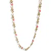 Nordstrom Beaded Chain Necklace In Pink Multi- Gold