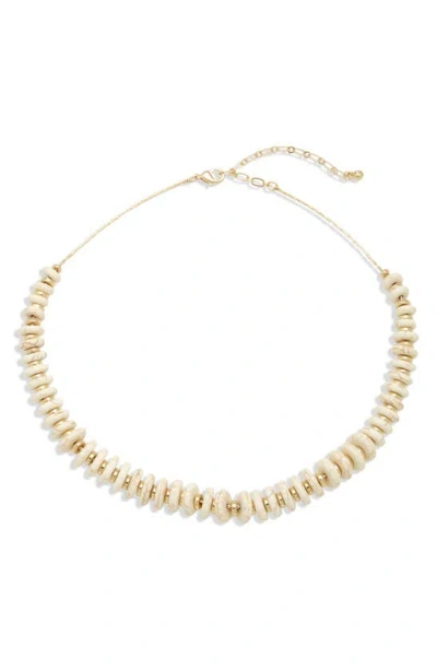 Nordstrom Beaded Disc Stone Necklace In Gold
