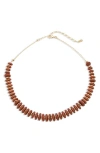 Nordstrom Beaded Disc Stone Necklace In Rust- Gold