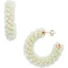 Nordstrom Beaded Huggie Hoop Earrings In Mint- Gold