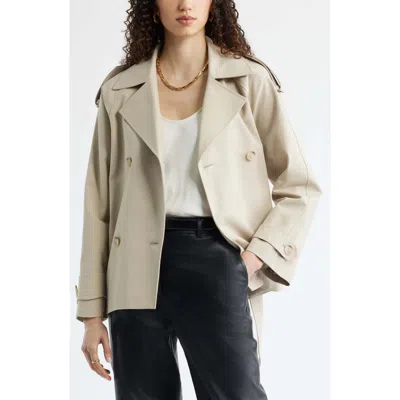Nordstrom Belted Stretch Cotton Short Trench Coat In White