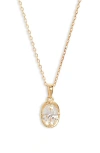Nordstrom Bezel Cubic Zirconia Pendant Necklace In Clear/14k Gold Plated