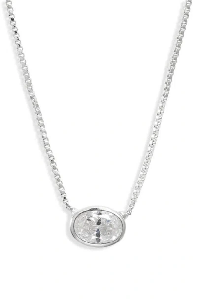 Nordstrom Bezel Cubic Zirconia Solitaire Pendant Necklace In Metallic