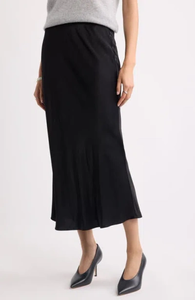 Nordstrom Bias Cut Satin Maxi Skirt In Black