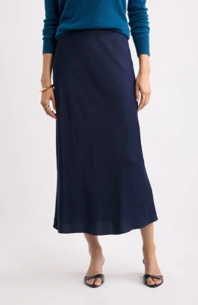 Nordstrom Bias Cut Satin Maxi Skirt In Blue