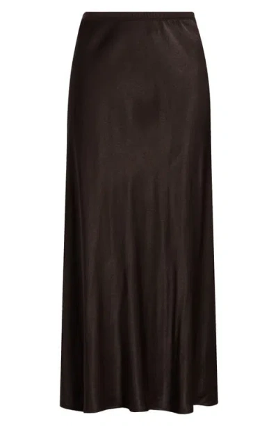 Nordstrom Bias Cut Satin Maxi Skirt In Black