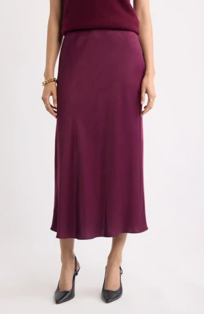 Nordstrom Bias Cut Satin Maxi Skirt In Burgundy