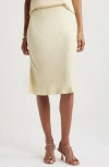Nordstrom Bias Cut Satin Midi Skirt In Yellow Mist