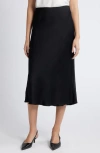 Nordstrom Bias Cut Satin Skirt In Black