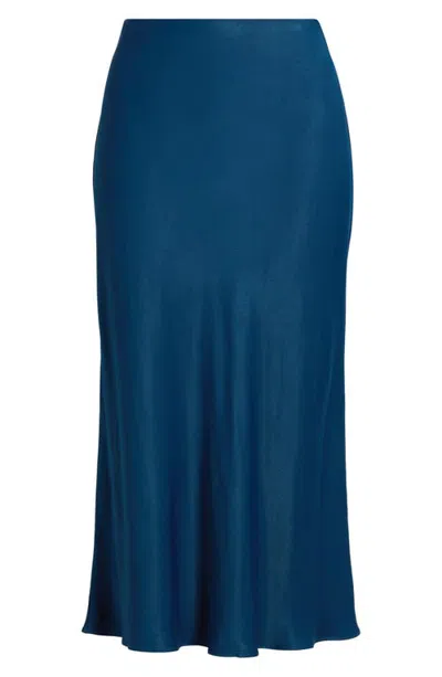 Nordstrom Bias Cut Satin Skirt In Blue