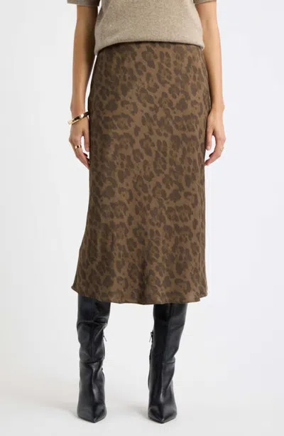 Nordstrom Bias Cut Satin Skirt In Brown