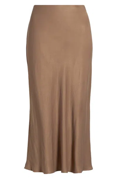 Nordstrom Bias Cut Satin Skirt In Brown