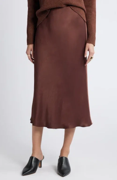 Nordstrom Bias Cut Satin Skirt In Brown Malicacia