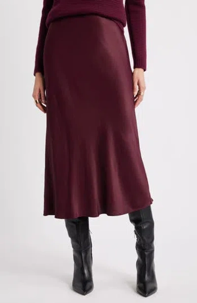 Nordstrom Bias Cut Satin Skirt In Burgundy
