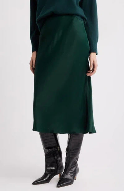 Nordstrom Bias Cut Satin Skirt In Green Park