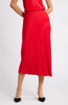 Nordstrom Bias Cut Satin Skirt In Red Toreador
