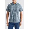 Nordstrom Botanical Print Short Sleeve Stretch Button-up Shirt In Green