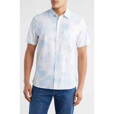 Nordstrom Botanical Print Short Sleeve Stretch Button-up Shirt In White