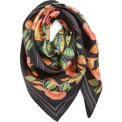 Nordstrom Botanical Print Square Silk Scarf In Black
