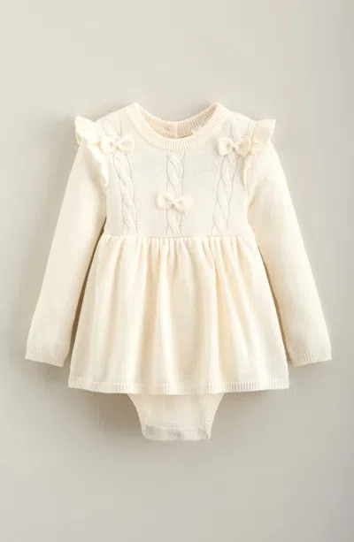 Nordstrom Babies'  Bow Bodysuit Dress In Neutral