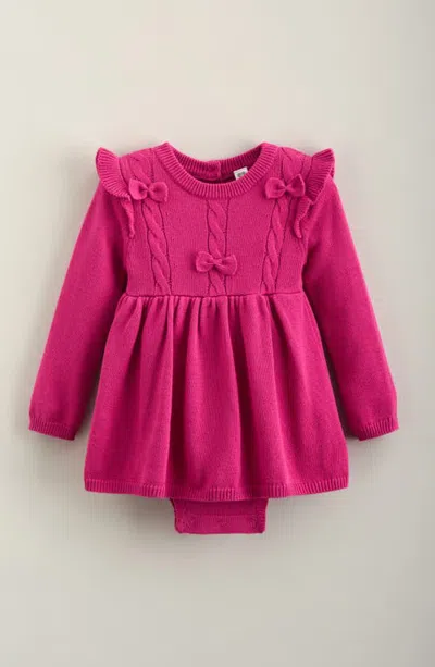 Nordstrom Babies'  Bow Bodysuit Dress In Purple