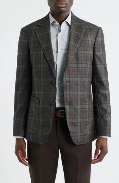 Nordstrom Brown Midas Plaid Wool Sport Coat In Brown- Grey Midas Plaid