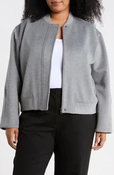Nordstrom Brushed Bomber Jacket In Grey Heather