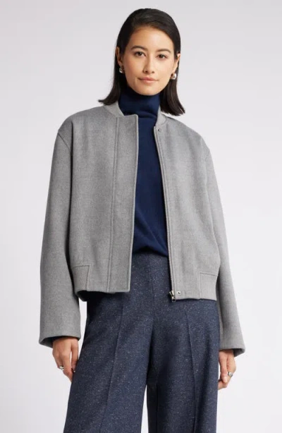 Nordstrom Brushed Bomber Jacket In Grey Heather