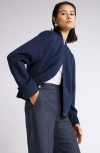 Nordstrom Brushed Bomber Jacket In Navy Night