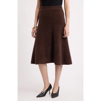 Nordstrom Brushed Cashmere Circle Midi Skirt In Brown