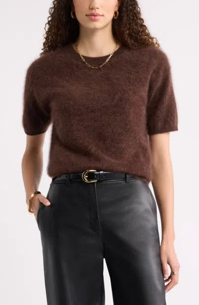 Nordstrom Brushed Cashmere Sweater Tee In Brown