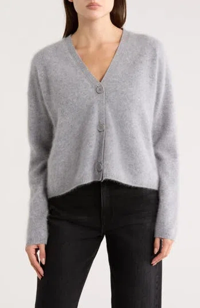 Nordstrom Brushed Cashmere V-neck Cardigan In Gray