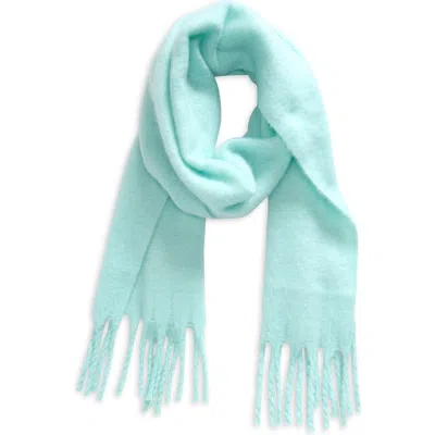 Nordstrom Brushed Fringed Scarf In Blue Aqua