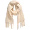 Nordstrom Brushed Fringed Scarf In Ivory Egret