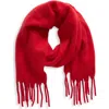 Nordstrom Brushed Fringed Scarf In Red Lipstick