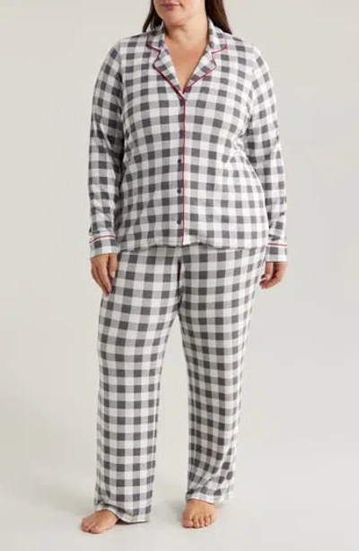 Nordstrom Brushed Hacci Pajamas In Grey Stonehenge Buffalo Check