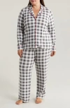 Nordstrom Brushed Hacci Pajamas In Grey Stonehenge Buffalo Check