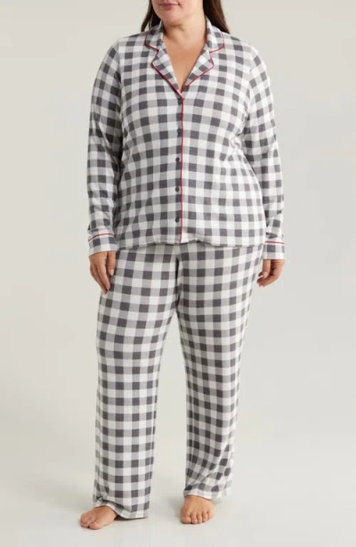 Nordstrom Brushed Hacci Pajamas In Grey Stonehenge Buffalo Check