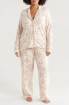 Nordstrom Brushed Hacci Pajamas In Ivory Egret Leopard Haze