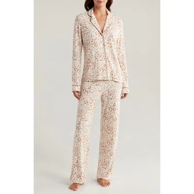 Nordstrom Brushed Hacci Pajamas In Ivory Egret Leopard Haze
