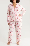 Nordstrom Brushed Hacci Pajamas In Pink Peony Bud Tossed Bows