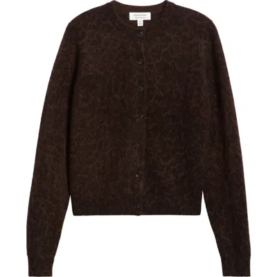 Nordstrom Brushed Leopard Print Cashmere Cardigan In Brown