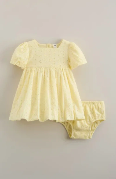 Nordstrom Babies'  Bubble Cotton Broderie Anglaise Dress With Bloomers In Yellow
