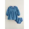 Nordstrom Bubble Sleeve Chambray Dress & Bloomers Set In Blue