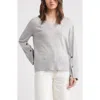 Nordstrom Button Detail Wool V-neck Sweater In Grey Heather