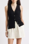 Nordstrom Button Front Cotton Blend Sweater Vest In Black