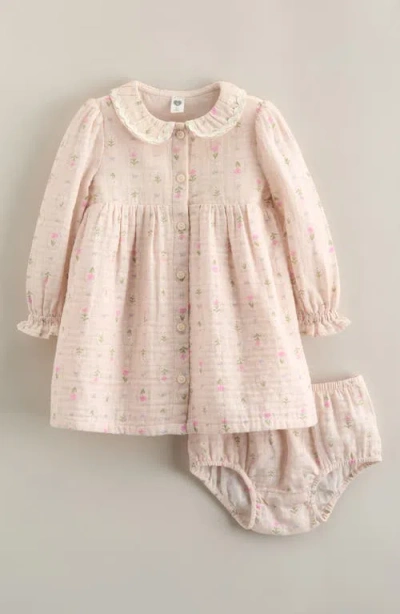 Nordstrom Babies'  Button Front Long Sleeve Dress & Bloomers Set In Neutral
