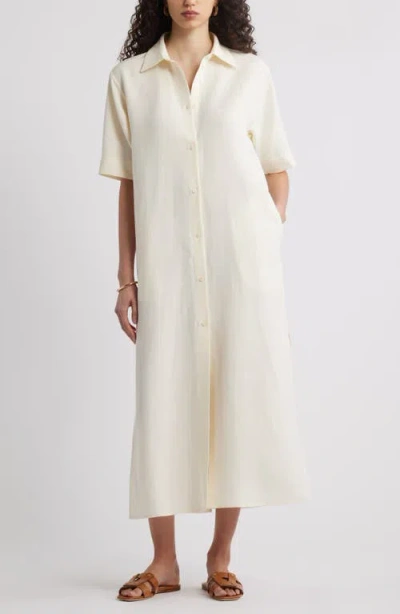 Nordstrom Button Front Shirtdress In Neutral